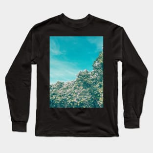 Blooming Lilac hedge and blue sky Long Sleeve T-Shirt